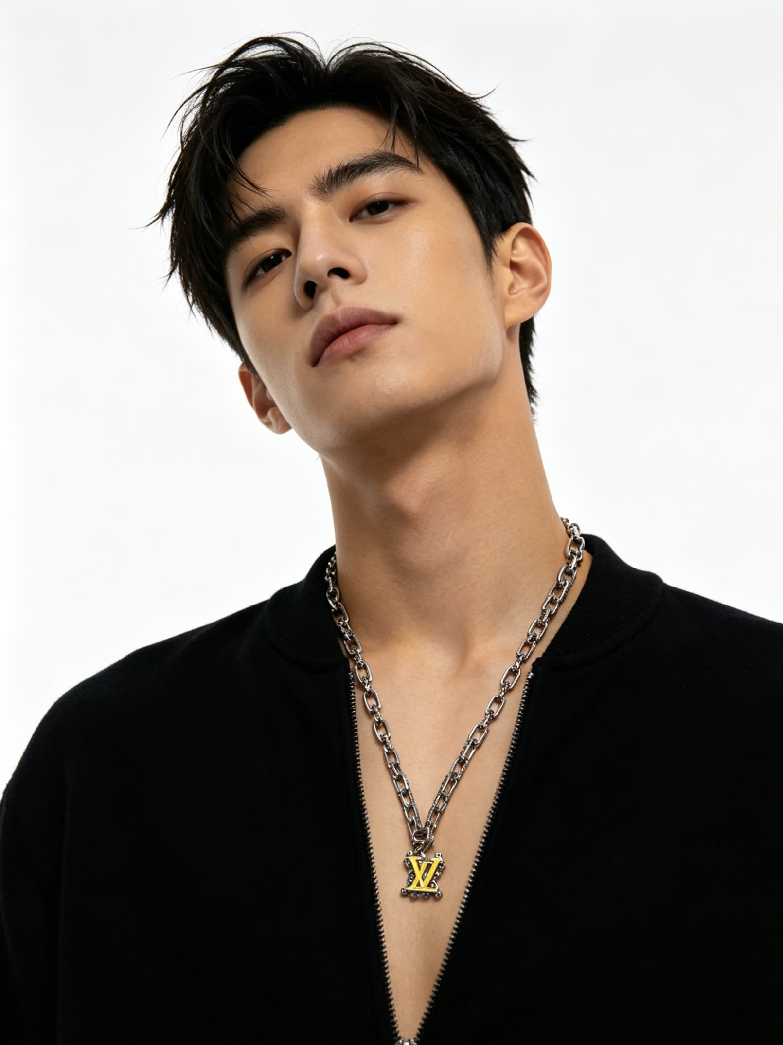 Louis Vuitton Silver Chain with LV Pendant